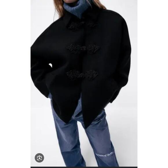 ZARA Cropped Manteco Wool Coat/ Oversized Fit/Size XS thick oversized double - Picture 1 of 14